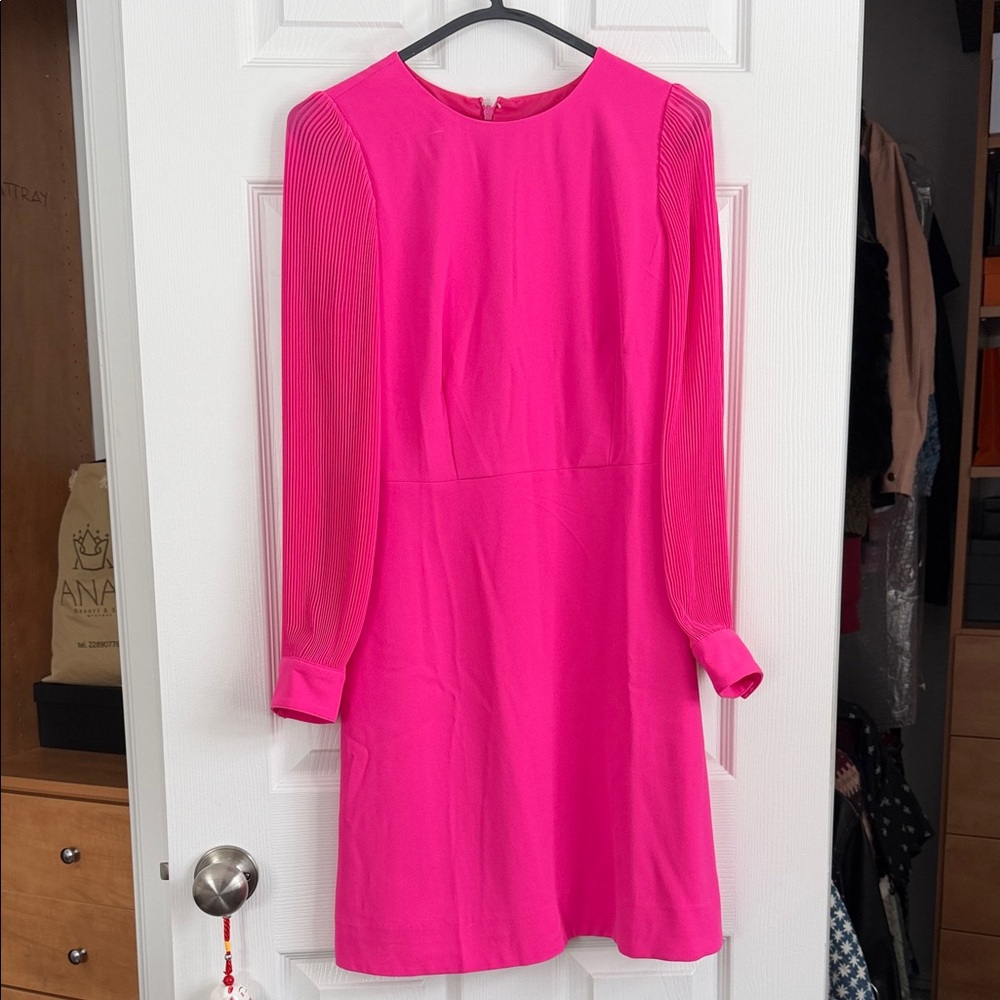 J. Crew Vibrant Pink Long Sleeve Dress